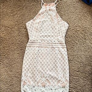 Lulu's Delicate Lace Dress in Soft Pink